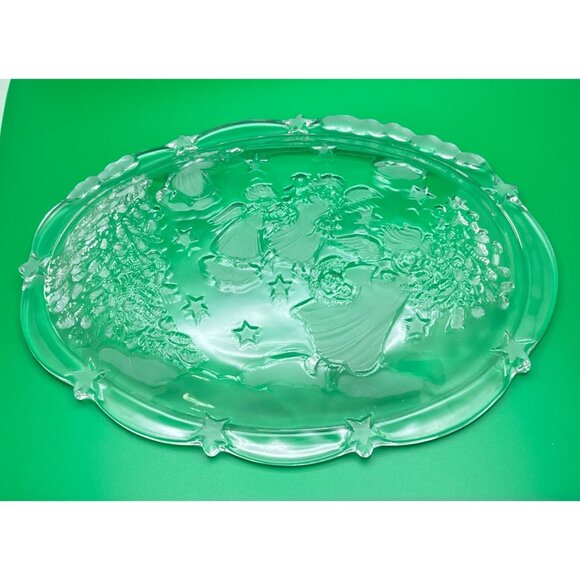 Vintage Christmas Angels Festive Time Sweet Dish Home Beautiful Glass Decor - Picture 3 of 8